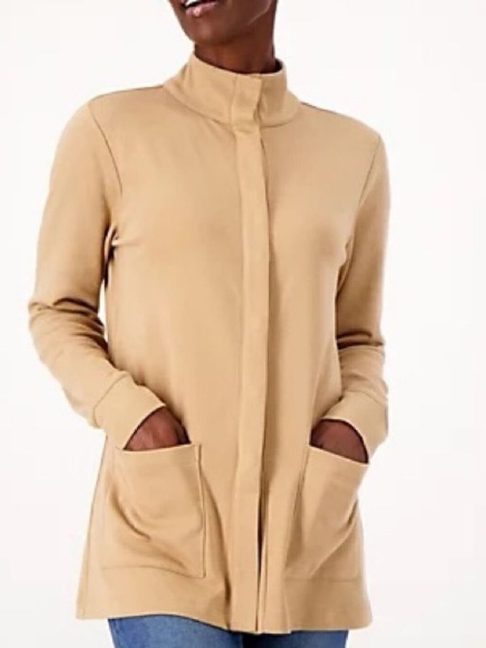 Isaac Mizrahi Live! Essentials Hidden Snap Front Cardigan